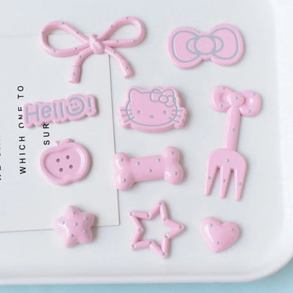MINISO Silvery Hello Kitty Set Girls Women Shoe Charms DIY Hole Shoes Detachable Buckle Garden Shoes Accessories Festival Gift