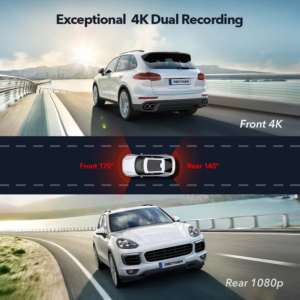 4K Dashboard Camera Front And Rear With Night Vision GPS - Smarsty