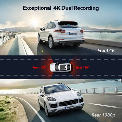 4K Dashboard Camera Front And Rear With Night Vision GPS - Smarsty