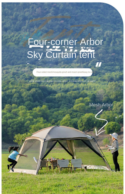 Outdoor Camping Mosquito Nets Tents 6-15 Person Rainproof Silver Glue Sunscreen Beach Picnic Sunshade Canopy Camping Equipment