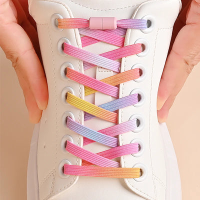 1Pair No Tie Shoe Laces Colorful Buckle Shoelaces Pearl Light Colorful Fashion Without Ties Elastic Laces Sneaker Kids Adult - Smarsty