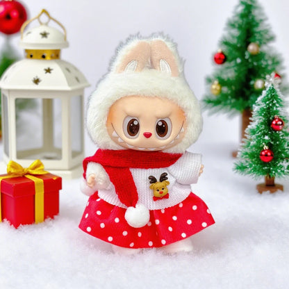 2025 NEW For 17cm Labubu Doll Christmas Clothes Christmas Red Deer Theme Set Labubu Accessories unique Christmas Gift