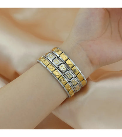 Womens Stainless Steel Charm Bracelet Elastic Fashion Bangle - Smarsty