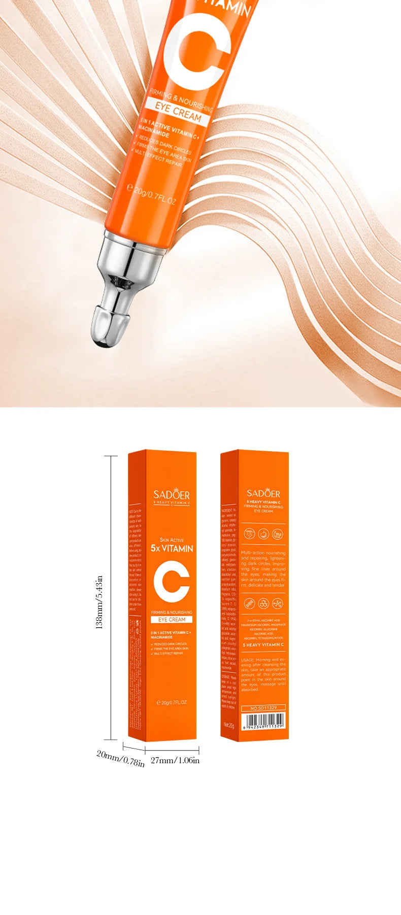 Vitamin C Eye Cream for Dark Circles and Puffiness - Smarsty