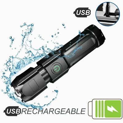 Powerful LED Flashlight Rechargeable USB 18650 Waterproof Zoom Fishing Hunting Camping 100,000 Lumens Tactical Flashlight LED FL by Smarsty