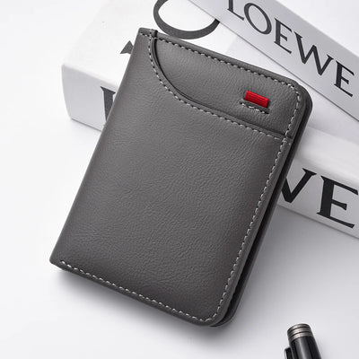 1Pc New Ultra-thin Mini Soft PU Leather Credit Card Wallet Holder Short Vertical High Quality Men's Wallet - Smarsty