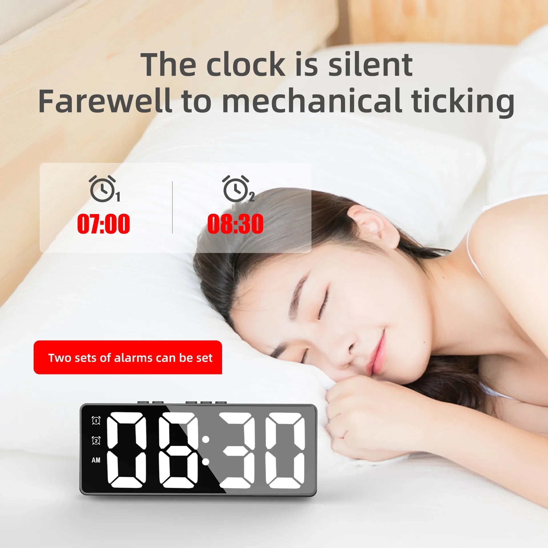 LED Mirror Alarm Clock with Snooze Feature - Smarsty
