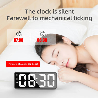 LED Mirror Alarm Clock with Snooze Feature - Smarsty