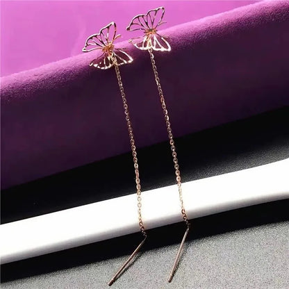 Trendy Long Tassel Heart Drop Earrings for Stylish Women - Smarsty