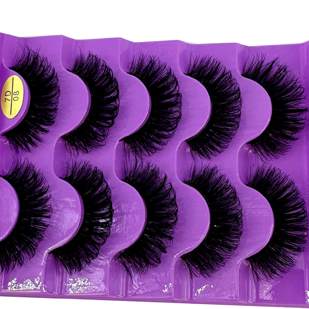 3D Natural Cat Eye False Eyelashes Fluffy Soft 5 Pairs - Smarsty