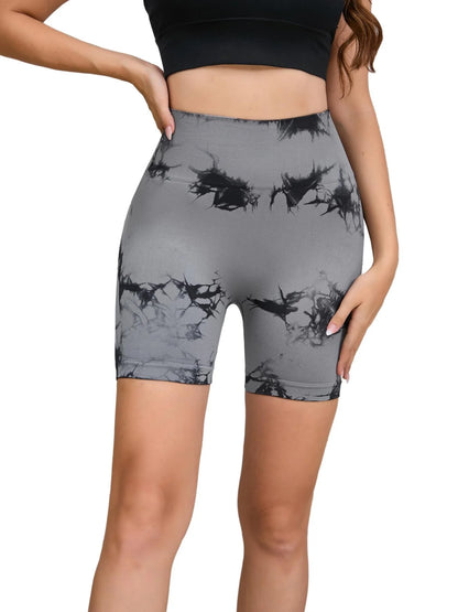 Tie Dyed Seamless Fitness Pants Women's High Waist and Hip Lifting Sports Tight Shorts Running Sexy Peach Fitness Yoga Shorts - Smarsty