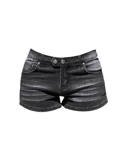 Women's Grey Denim Shorts Low Waist Mini Jeans Shorts 2000s Vintage 90s Y2k Emo Cowboy Short Pants Harajuku Clothes Summer 2024 - Smarsty
