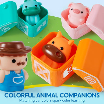 JOYFY Learning Farm Train Counting Matching & Sorting Montessori  Including 9 Farm Animals for Baby Christmas Birthday Gift