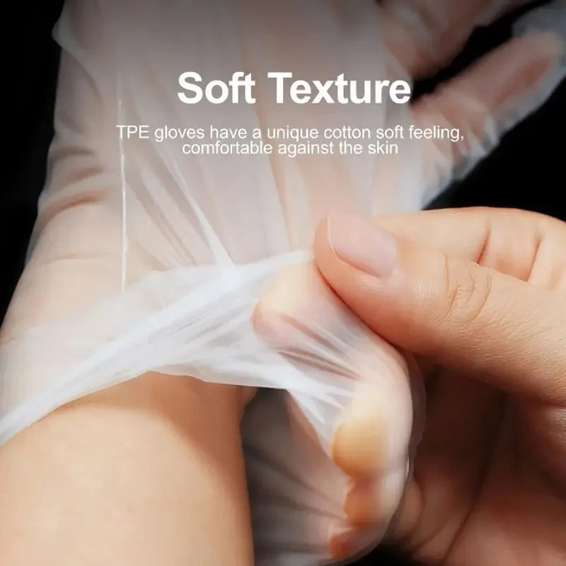 100PCS Disposable TPE Gloves Kitchen Bathroom Restaurant Camping Travel Waterproof Oil-Proof Household Cleaning Tools - Smarsty