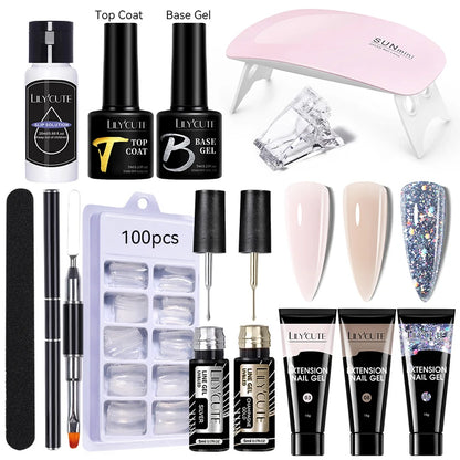 LILYCUTE Nail Gel Set with 6W LED Lamp for Quick Manicure - Smarsty