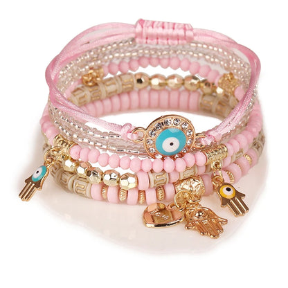 Bohemian Evil Eye Bracelet Set for Women - Smarsty