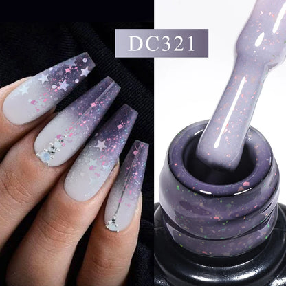 Auroras Thermal Rubber Base Gel Nail Polish Long Lasting Glitter - Smarsty