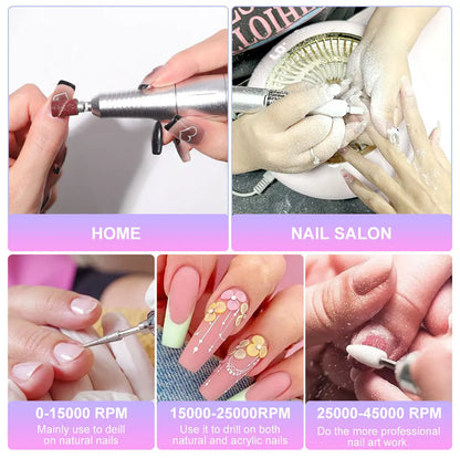 Professional 45000RPM Electric Nail Drill Machine Portable Manicure Tool - Smarsty