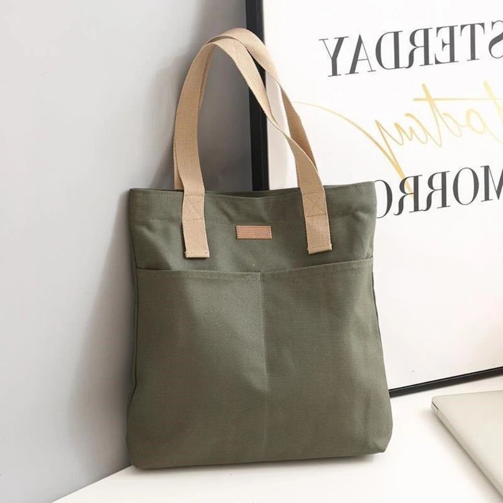 Canvas Tote Bag Large Capacity Womens Handbag For Commuting - Smarsty