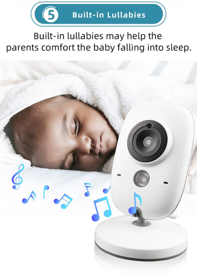 TakTark 3.2 Inch Wireless Video Baby Monitor With Lullabies Auto Night Vision Two Way Intercom Temperature Monitoring Babysitter by Smarsty
