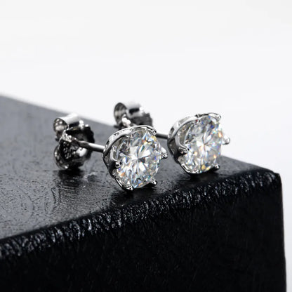 Moissanite Stud Earrings Sterling Silver VVS D Sparkle - Smarsty