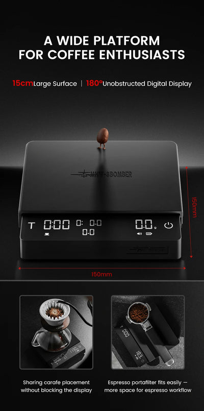 MHW-3BOMBER Cube Coffee Scale 3.0 Pro Max Digital Kitchen Coffee Scale High Precision Flow Rate Big Battery Coffee Accessories by Smarsty