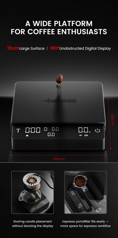 MHW-3BOMBER Cube Coffee Scale 3.0 Pro Max Digital Kitchen Coffee Scale High Precision Flow Rate Big Battery Coffee Accessories