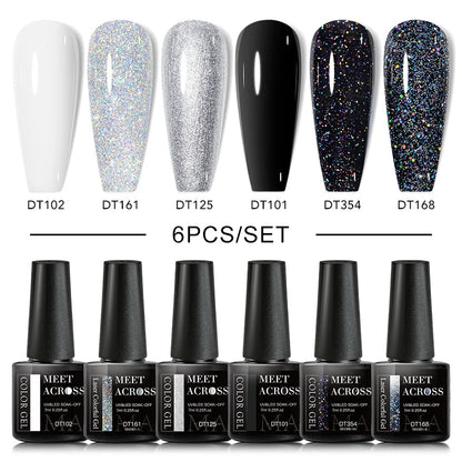 Macaron Series Gel Nail Polish Set with Glitter - Smarsty