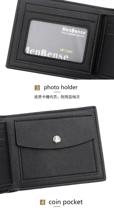 Slim Men Wallets New Short Zipper Card Holder Photo Holder Male Purse Simple Coin Pocket High Quality PU Leather Men's Wallet - Smarsty