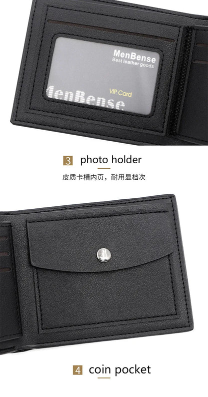 Slim Men Wallets New Short Zipper Card Holder Photo Holder Male Purse Simple Coin Pocket High Quality PU Leather Men's Wallet - Smarsty