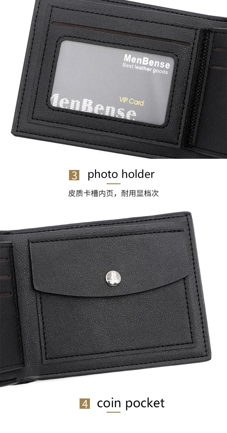Slim Men Wallets New Short Zipper Card Holder Photo Holder Male Purse Simple Coin Pocket High Quality PU Leather Men's Wallet - Smarsty