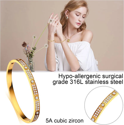 Gold Color Zircon Cross Nut Nail Bracelet for Women - Smarsty