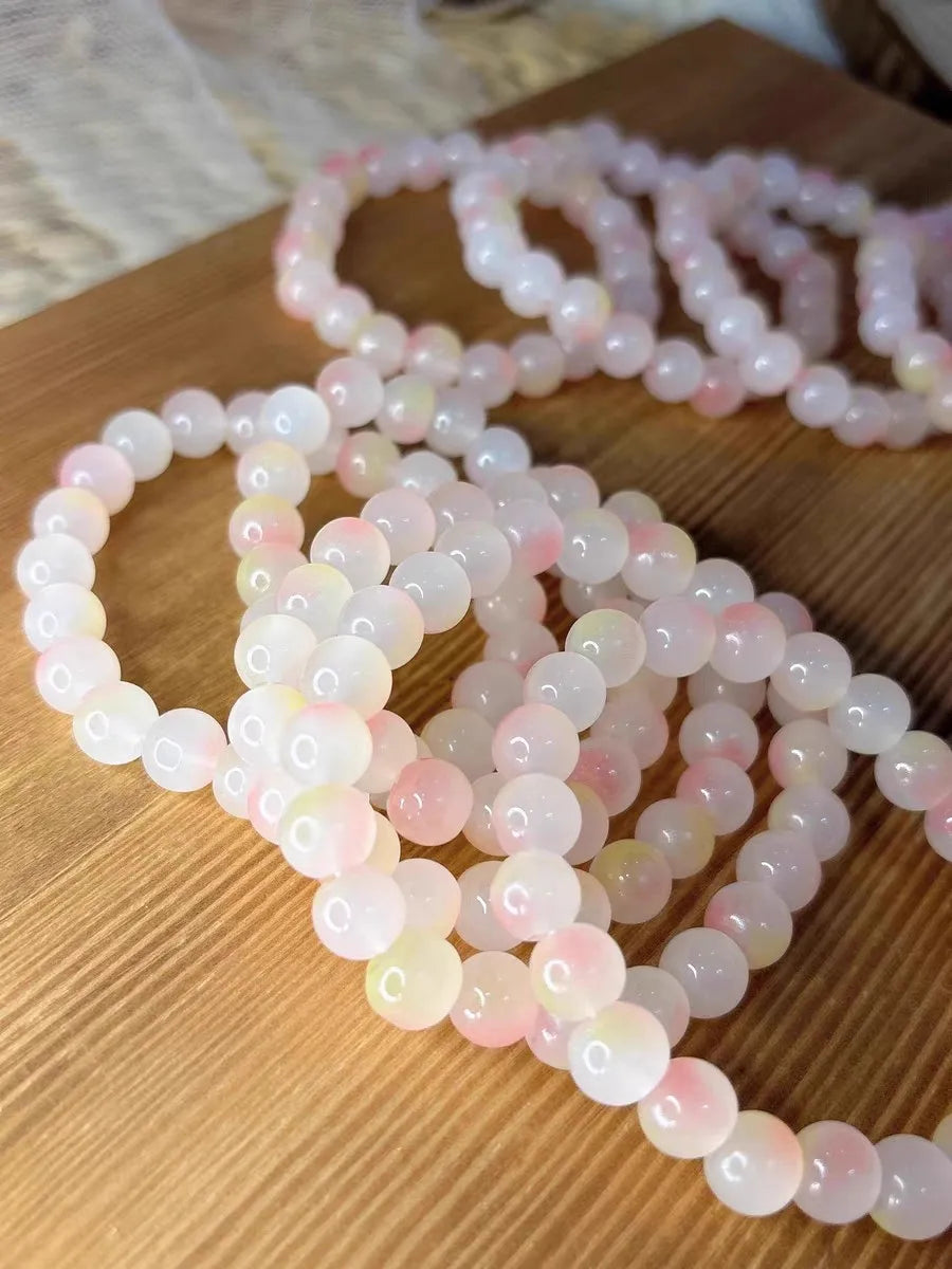 50Pcs 8mm Dual Color Glass Spacer Beads Set For Jewelry - Smarsty