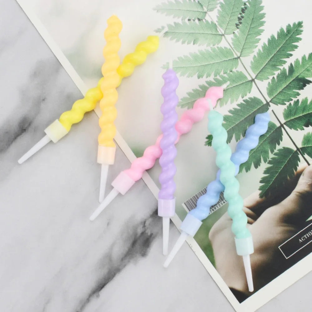 6/12/48pcs/1case Birthday Candles Spiral Cake Candles  Long Thin Cake Candles For Wedding Party And Cake Decoration - Smarsty