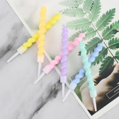 6/12/48pcs/1case Birthday Candles Spiral Cake Candles  Long Thin Cake Candles For Wedding Party And Cake Decoration - Smarsty