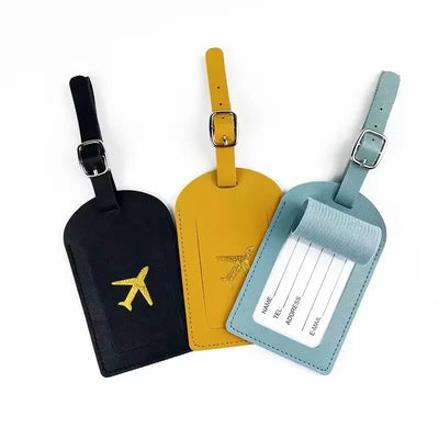 Stamped Leather Business Luggage Tag Suitcase Address Label Luggage Boarding Case Label Name ID Address Clip Travel Accessories - Smarsty