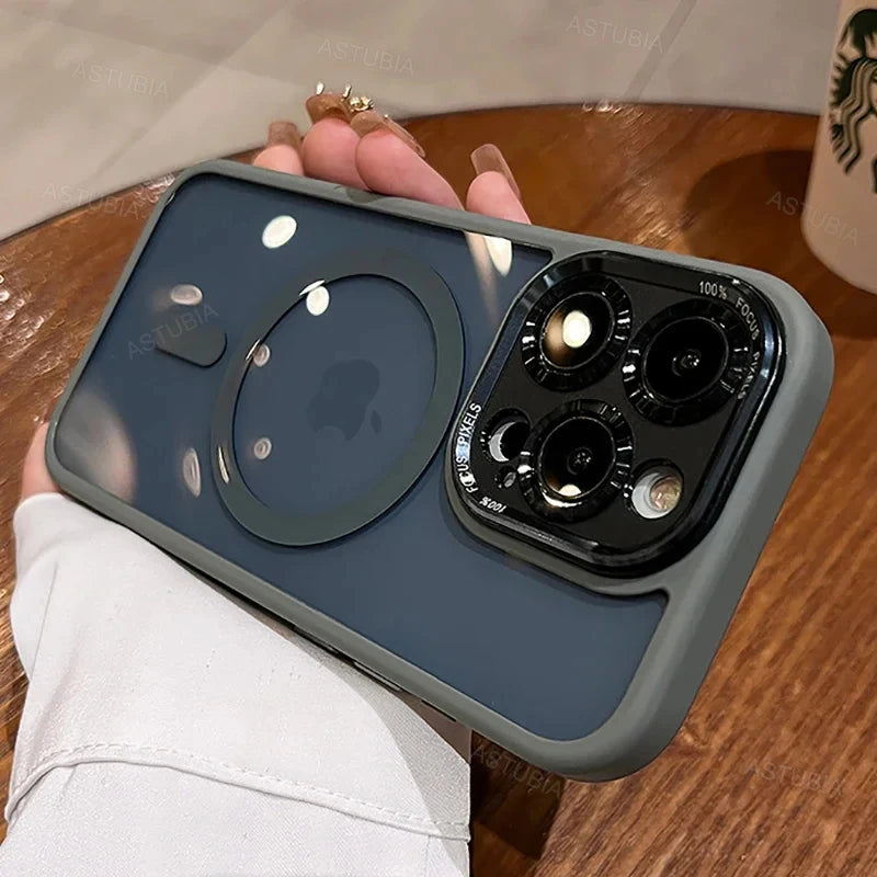 Luxury Magnetic Metal Lens Bumper Protection Case For iPhone 17 Air 16 15 Pro Max Plus Magsafe Acrylic Clear Cover by Smarsty