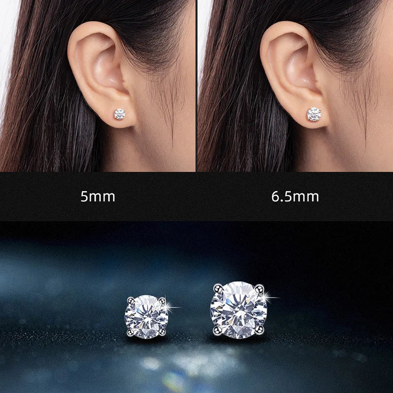 Moissanite Studs 0.5 To 2Ct Sterling Silver Screw Back - Smarsty