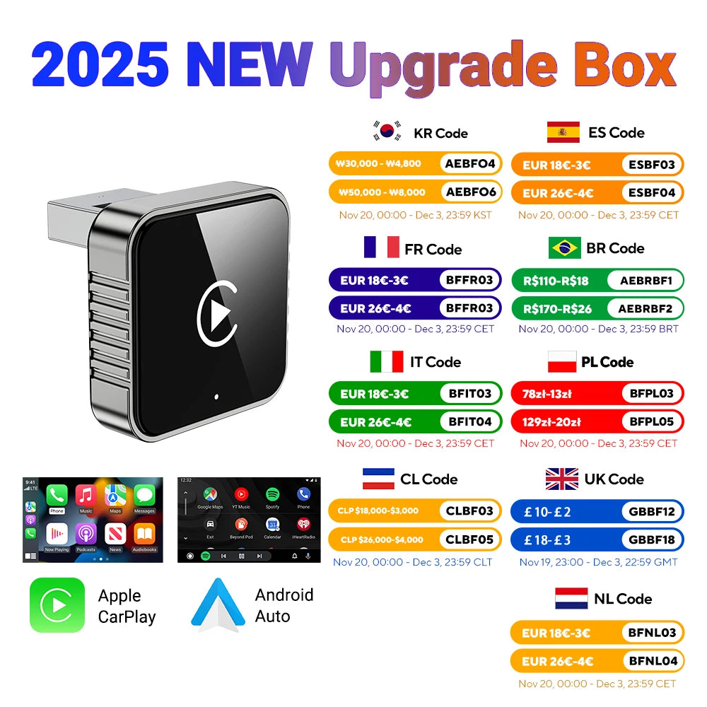 New Super Mini Carplay AI Box Wired to Wireless CarPlay/Android Auto 2in1 Box 5GHz WiFi5 for 99% Original Wired CarPlay/Auto Car - Smarsty