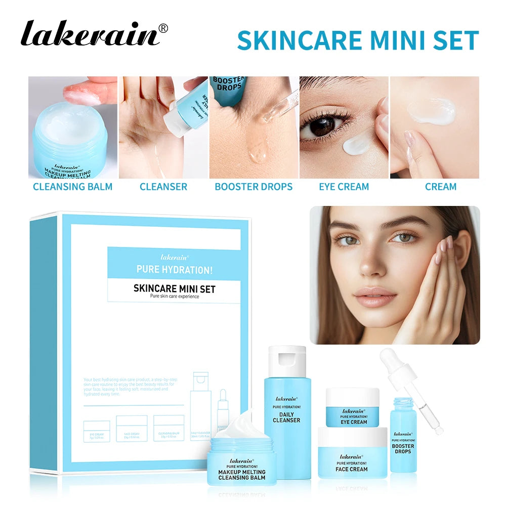 5PCS Skincare Set Hydrate Brighten Firm Skin Exfoliating Acne Removal Shrink Pore Fix Sensitive Dullness Collagen Face Kit