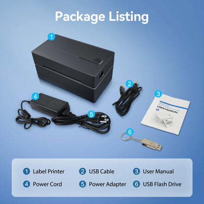 Thermal Label Printer Portable No Ink Required 203DPI 4x6 for Small Business Bluetooth USB High Speed Express Airway Bill