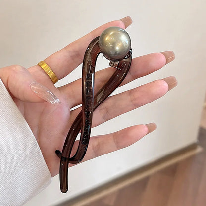 Twist Hair Clip with Imitation Pearl Design for Women - Smarsty