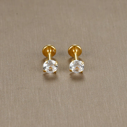 16G Surgical Steel Labret Stud Earrings Secure CZ Comfort - Smarsty