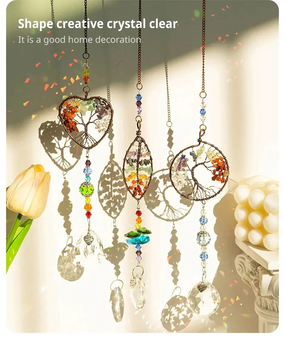 Colorful Tree Of Life Crystal Glass Pendant For Gardens - Smarsty