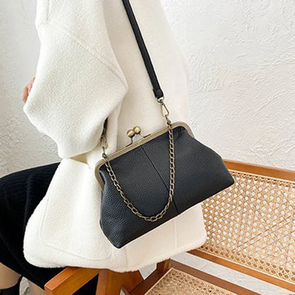 Vintage Soft Skin Shell Bag Lychee Pattern Crossbody - Smarsty