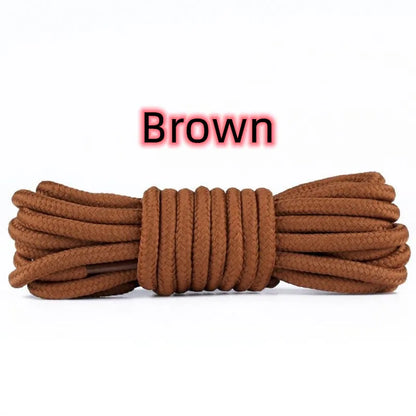 2pcs/ Pair Round Solid Polyester Black Brown Shoelaces For Marten Boot Women Men Outdoor Hiking Boots Sports Shoes Lace Strings - Smarsty