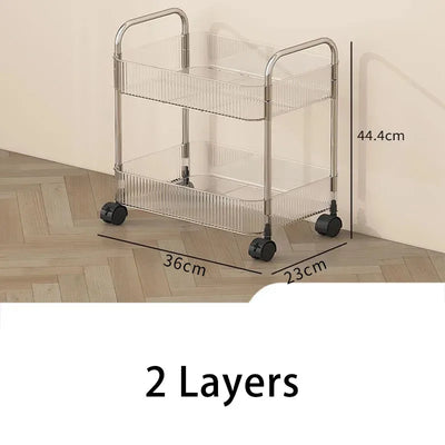 Mobile Shelf with Wheel Multi-Layers Storage Rack Home Trolley for Snacks Cosmetic Sundries Organizer 2/3/4 Tiers Rolling Cart by Smarsty