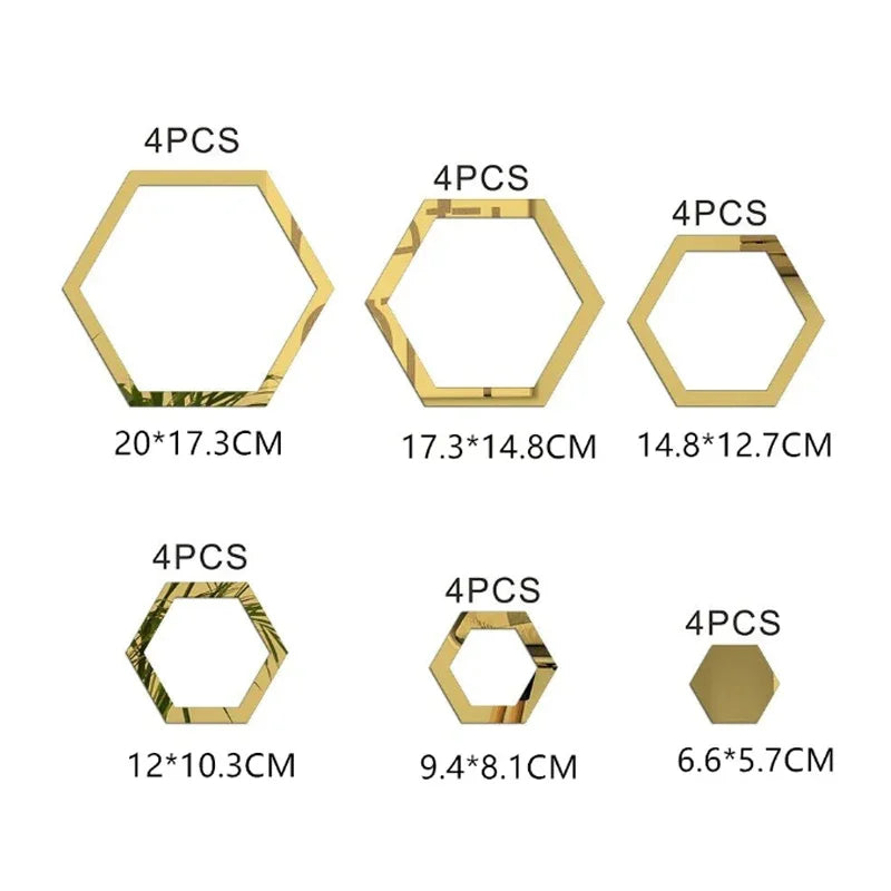 24pcs 3D Hexagonal Mirror Wall Stickers for Home Decor - Smarsty