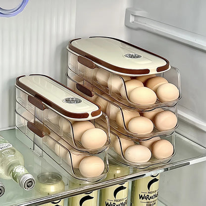 1PCS Home Refrigerator Egg Storage Box Automatic Rolling Eggs Holder Rack Egg Roller Organizer Kitchen Countertop Egg Shelf