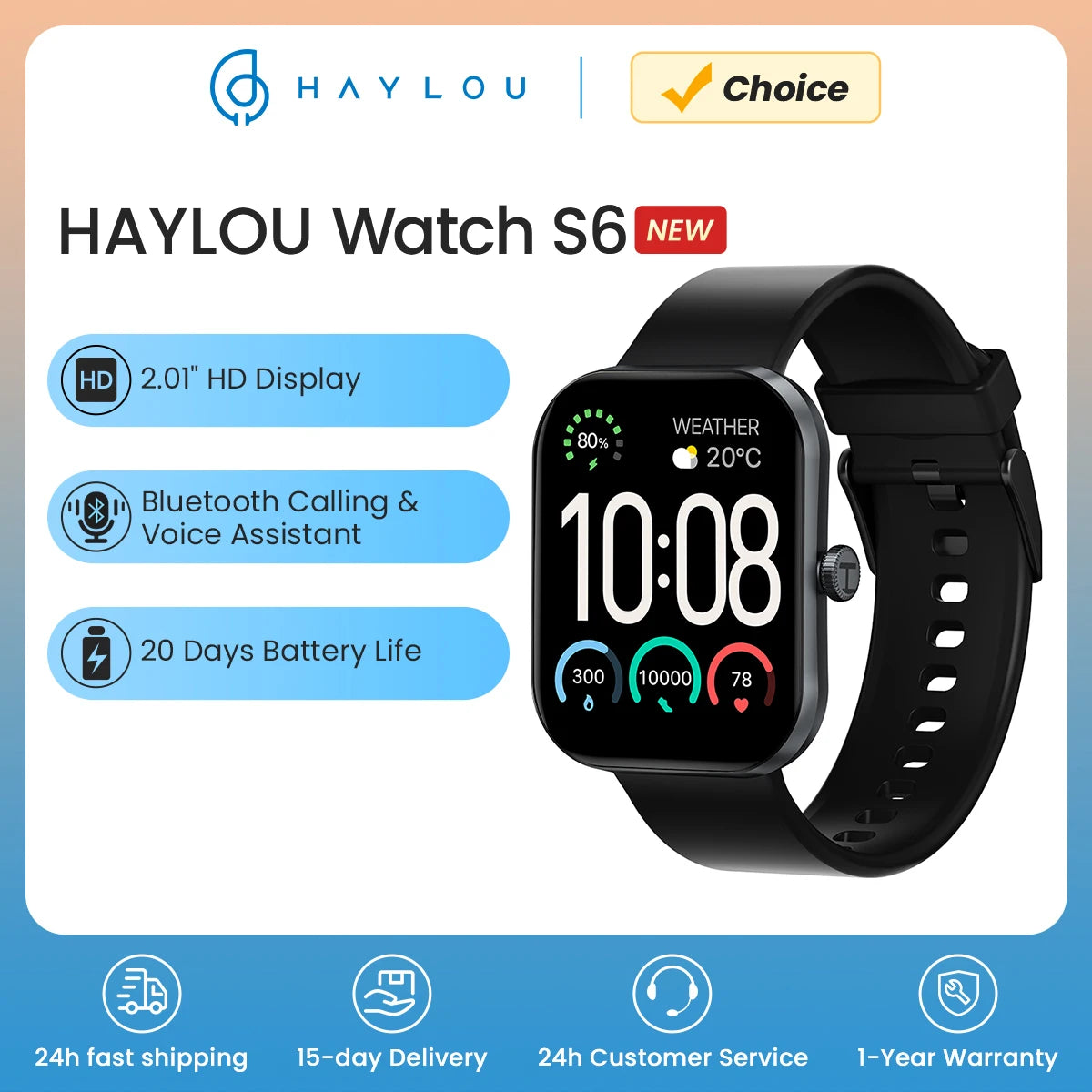 Haylou S6 Smartwatch With HD Display And Fitness Tracking - Smarsty